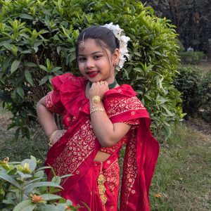 বুধুয়া রেডি শাড়ি লাল-015