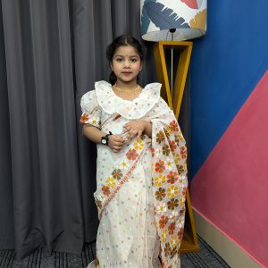 জবা সুতি প্রিন্ট রেডি শাড়ি  -012